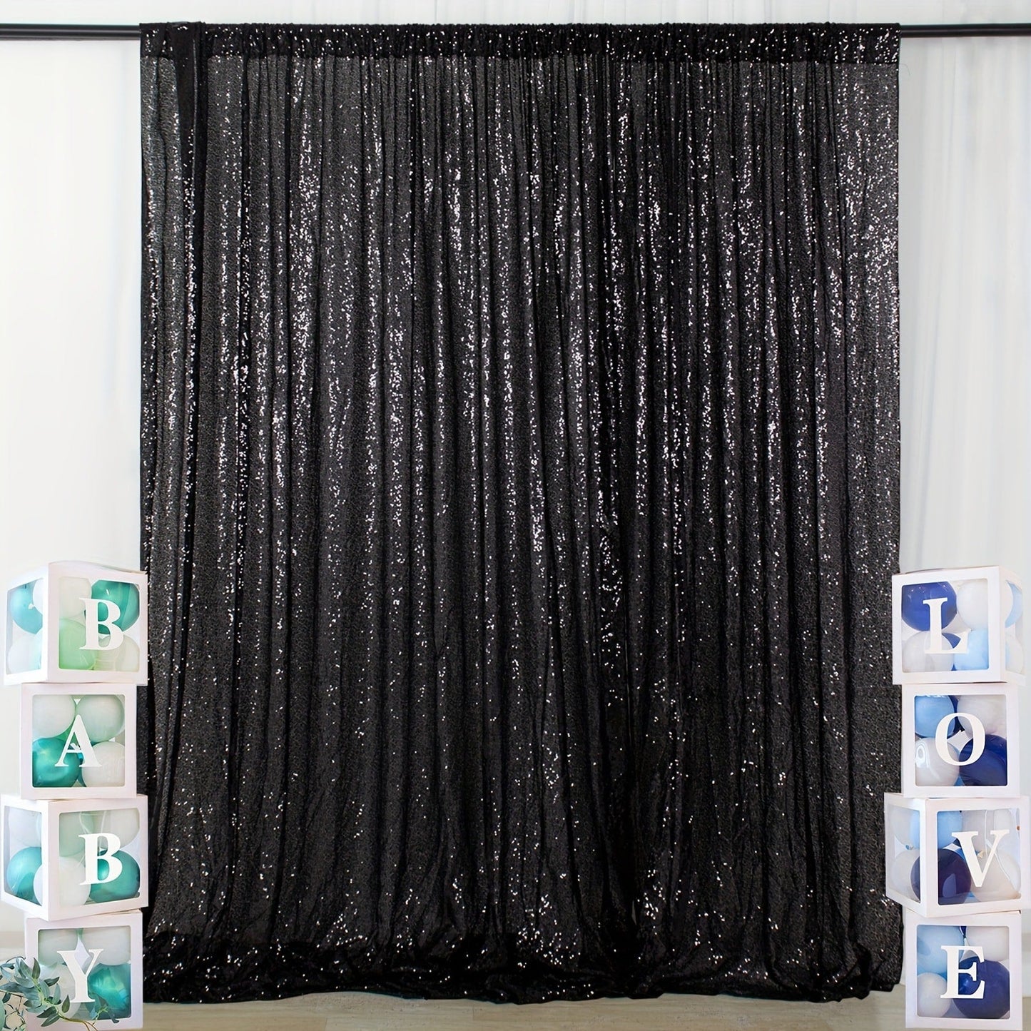 Sequin Backdrop Curtain for Party Wedding – 4x8ft Shimmering Glitter Curtain for Birthday Photo Booth Stage Decoration, Easy Hang