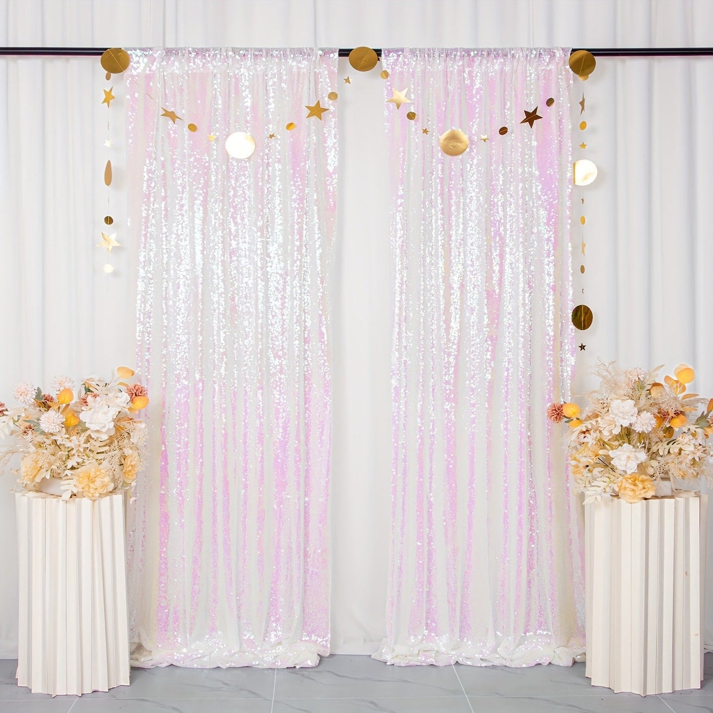 Sequin Backdrop Curtain for Party Wedding – 4x8ft Shimmering Glitter Curtain for Birthday Photo Booth Stage Decoration, Easy Hang