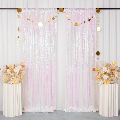 Sequin Backdrop Curtain for Party Wedding – 4x8ft Shimmering Glitter Curtain for Birthday Photo Booth Stage Decoration, Easy Hang