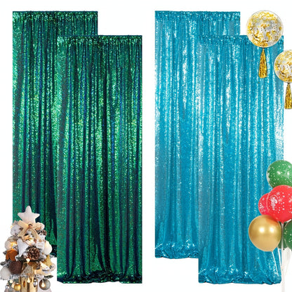 Sequin Backdrop Curtain for Party Wedding – 4x8ft Shimmering Glitter Curtain for Birthday Photo Booth Stage Decoration, Easy Hang