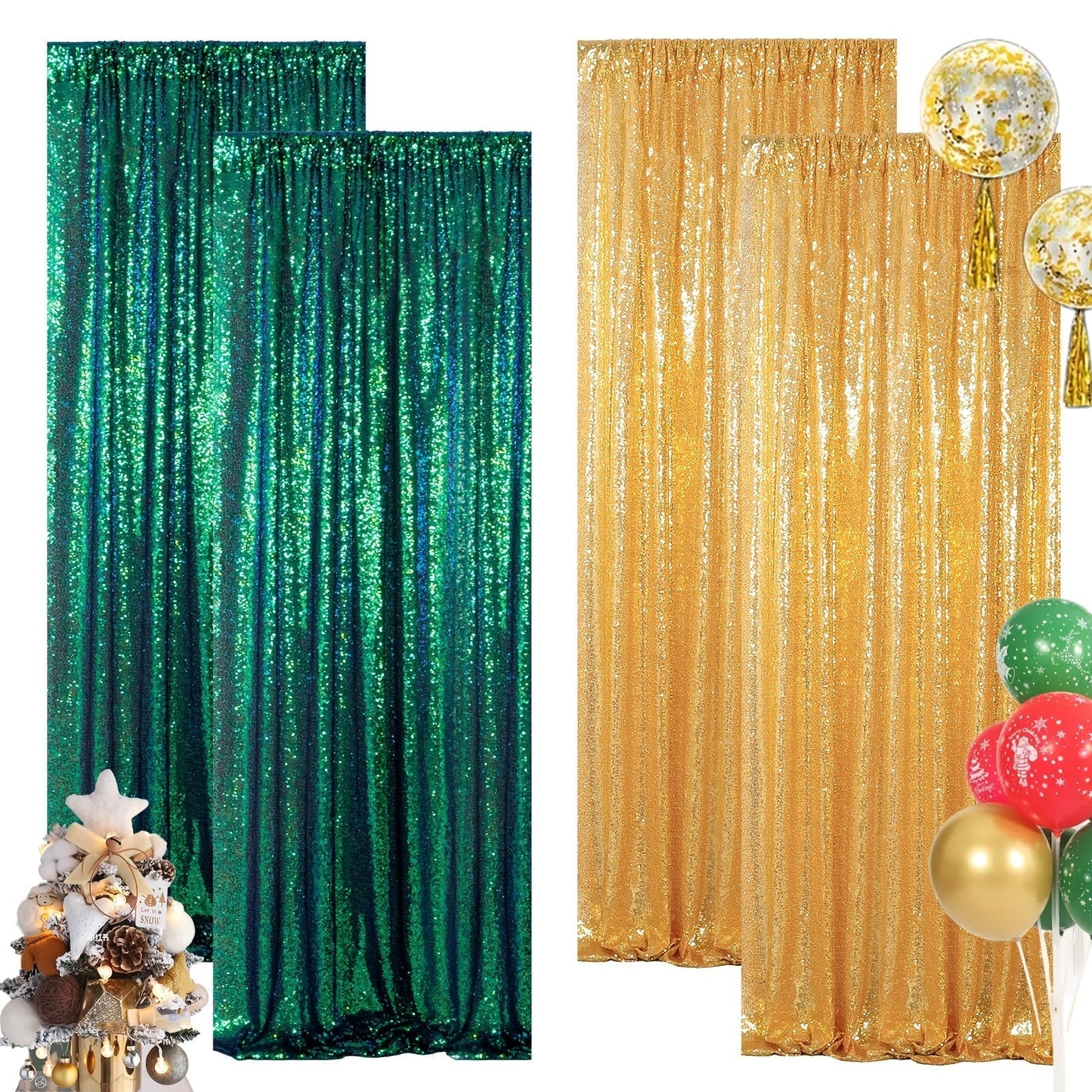 Sequin Backdrop Curtain for Party Wedding – 4x8ft Shimmering Glitter Curtain for Birthday Photo Booth Stage Decoration, Easy Hang