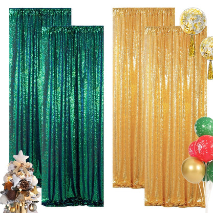 Sequin Backdrop Curtain for Party Wedding – 4x8ft Shimmering Glitter Curtain for Birthday Photo Booth Stage Decoration, Easy Hang