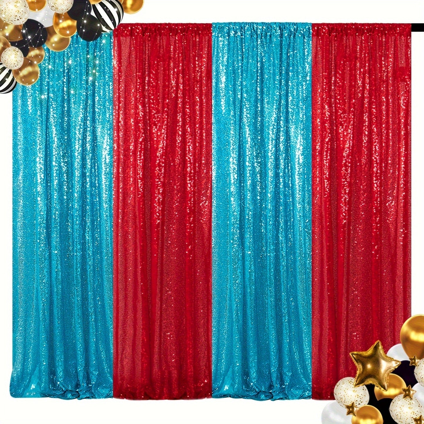 Sequin Backdrop Curtain 4 Panels 2FTx8FT – Shimmer Glitter Background for Wedding Party Photo Booth Decoration