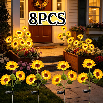 Solar Garden Lights Sunflower Stake Lanterns, IP44 with 1- or 2-Piece configurations Options for Lawn Decor
