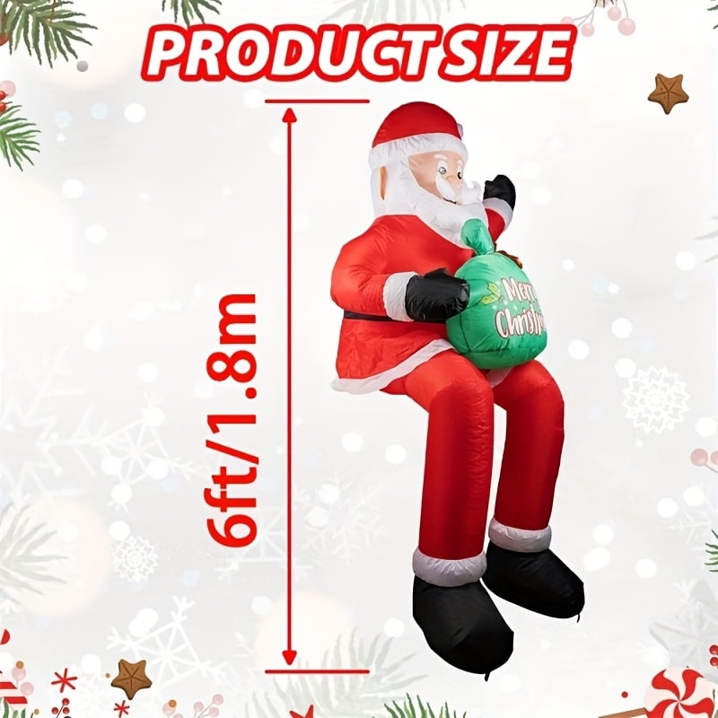 Christmas Inflatable Decoration with LED & Music, Head-Shaking Santa Claus on Polar Bear or Snowman