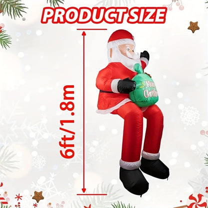 Christmas Inflatable Decoration with LED & Music, Head-Shaking Santa Claus on Polar Bear or Snowman
