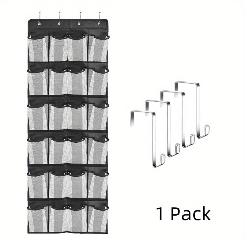 Over Door Shoe Organizer 24 Large Mesh Pockets, Foldable Breathable Hanging Storage Rack for Entryways, Bedrooms and Living Spaces