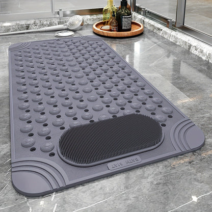 Textured Suction-Cup Shower Mat with 69 × 36 cm Size, Drain Holes and Blue or Gray Color Options