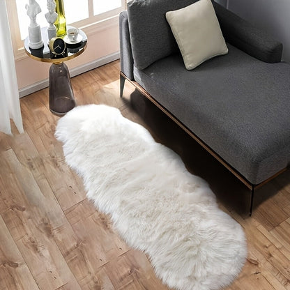 Area Rug, Wavy-Edge Imitation Plush Accent Carpet in White, Gray or Khaki with Three Size Options
