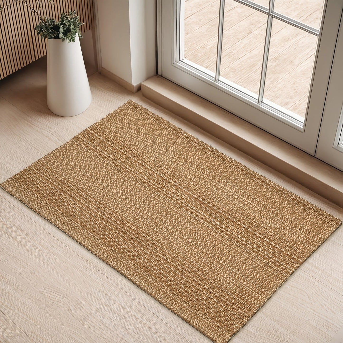 Braided Woven Indoor Rug with 2 x 3-Foot to 6 x 9-Foot Sizes and One Two-Piece Gray Mat Set