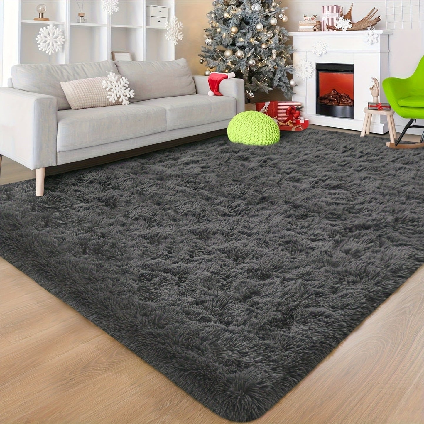 Rectangular Shaggy Area Rug with Nine Color Labels and 3 x 5-Foot to 8 x 10-Foot Size Options