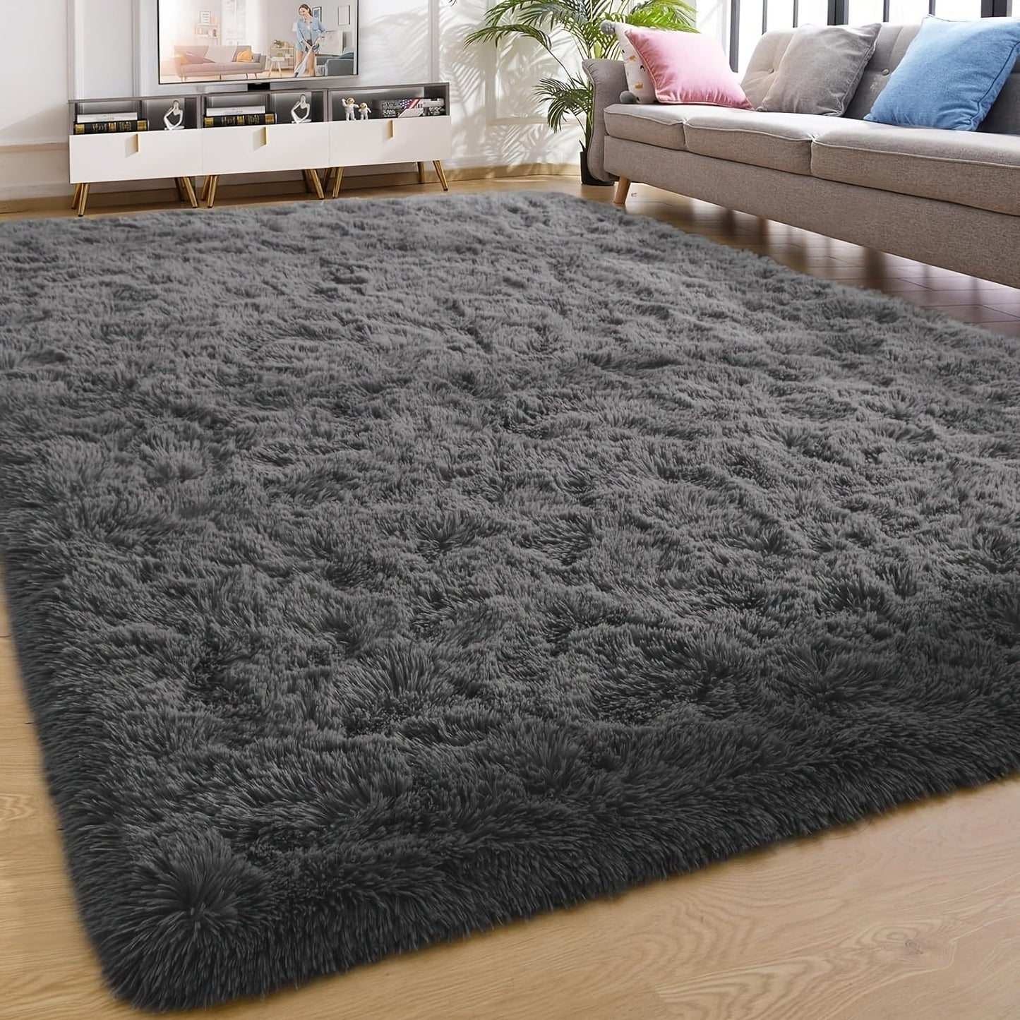 Rectangular Shaggy Area Rug with Nine Color Labels and 3 x 5-Foot to 8 x 10-Foot Size Options