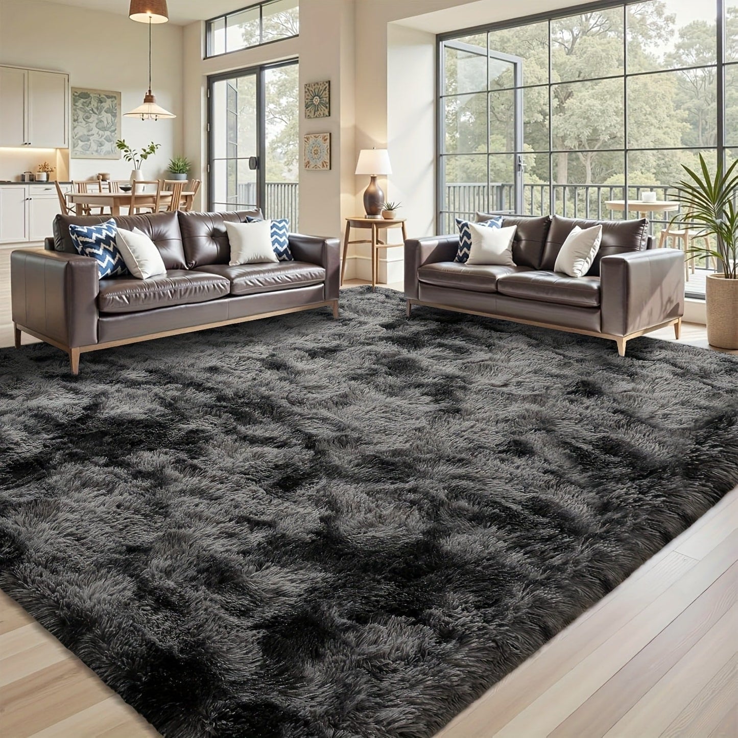 Rectangular Shaggy Area Rug with Nine Color Labels and 3 x 5-Foot to 8 x 10-Foot Size Options