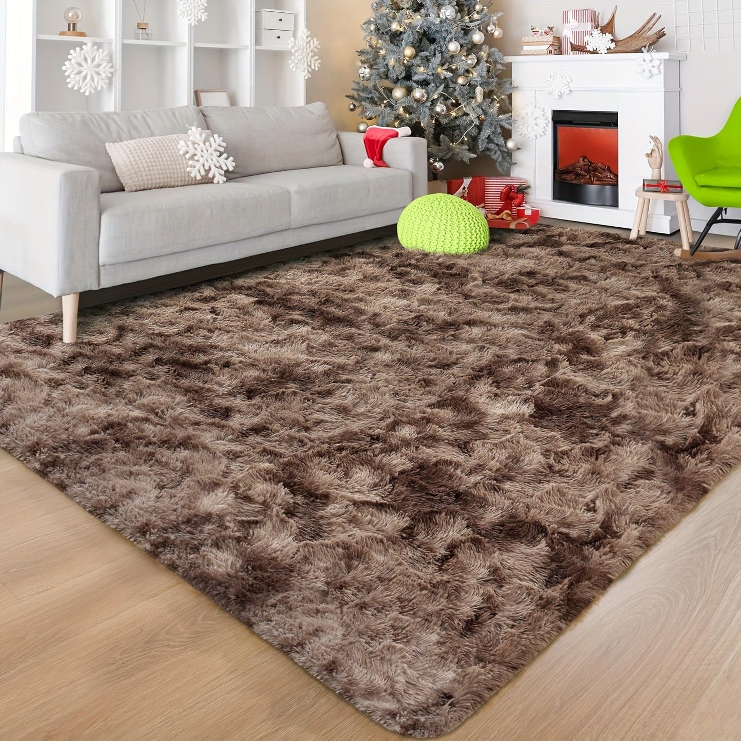 Rectangular Shaggy Area Rug with Nine Color Labels and 3 x 5-Foot to 8 x 10-Foot Size Options