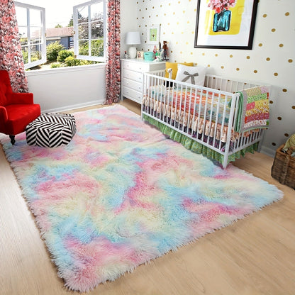 Rectangular Shaggy Area Rug with Nine Color Labels and 3 x 5-Foot to 8 x 10-Foot Size Options