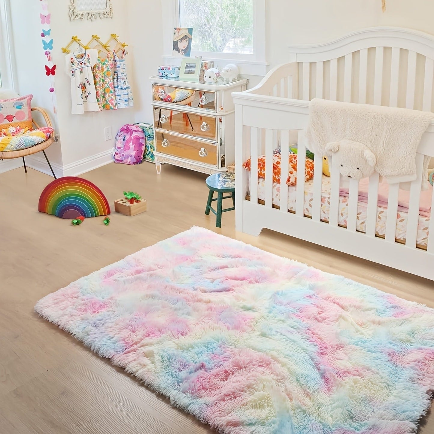Rectangular Shaggy Area Rug with Nine Color Labels and 3 x 5-Foot to 8 x 10-Foot Size Options