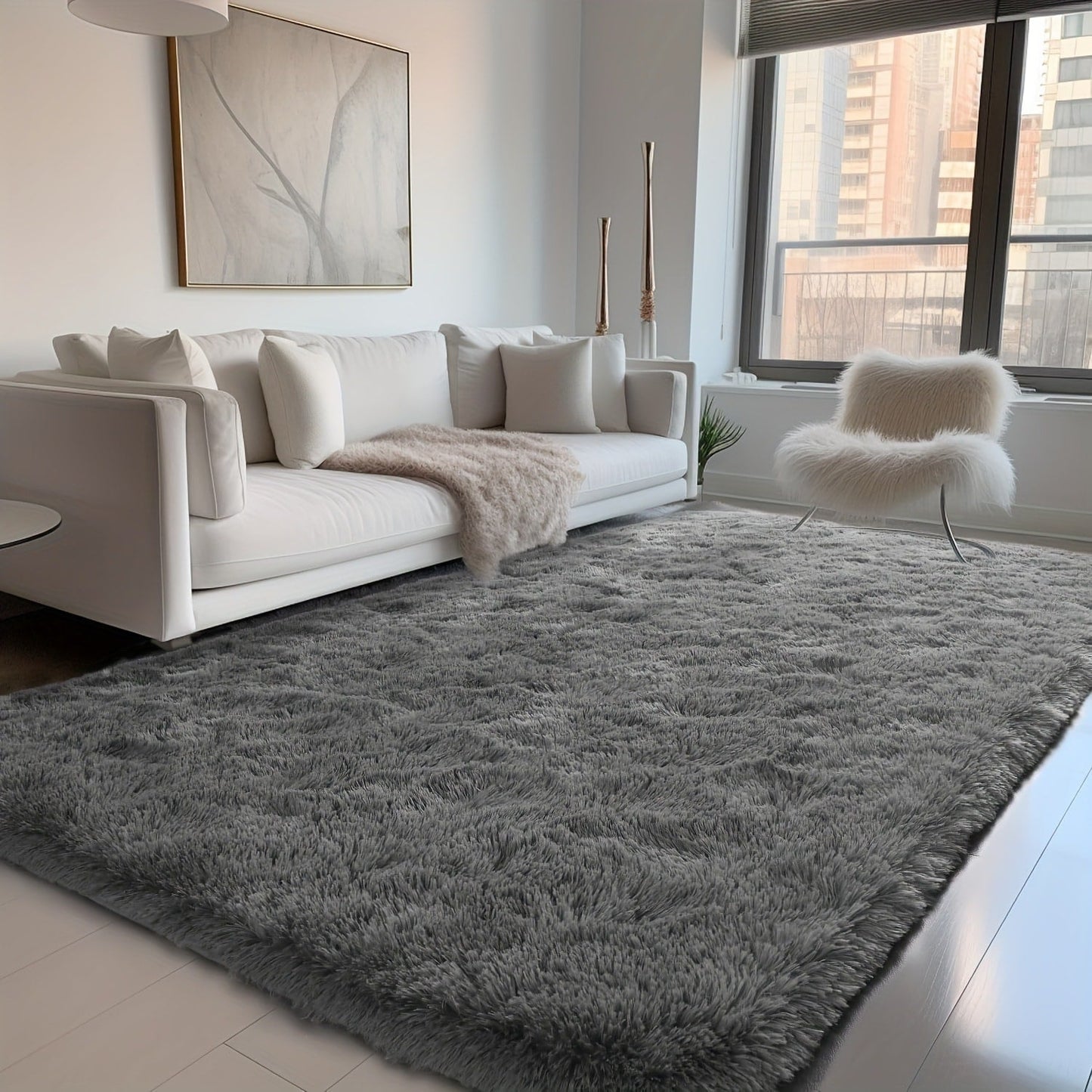 Rectangular Shaggy Area Rug with Nine Color Labels and 3 x 5-Foot to 8 x 10-Foot Size Options
