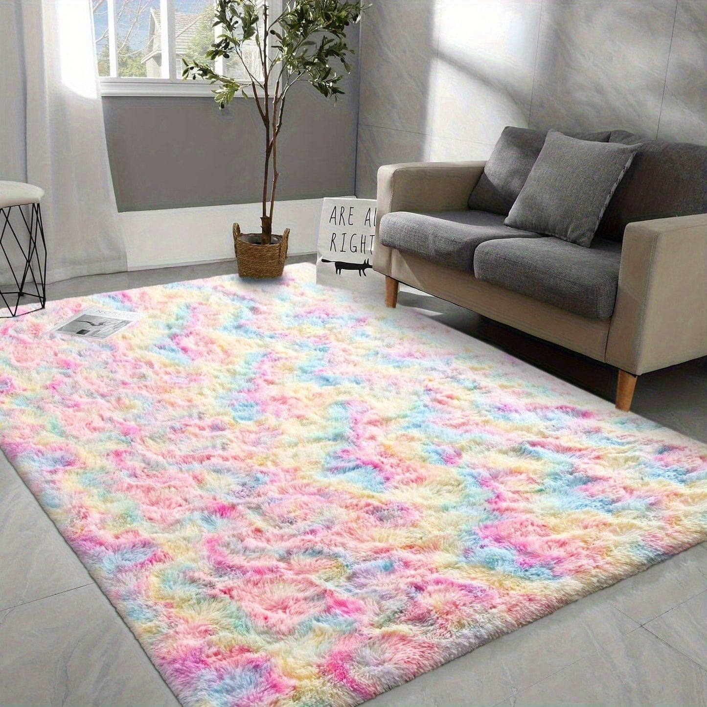 Rectangular Shaggy Area Rug with Nine Color Labels and 3 x 5-Foot to 8 x 10-Foot Size Options