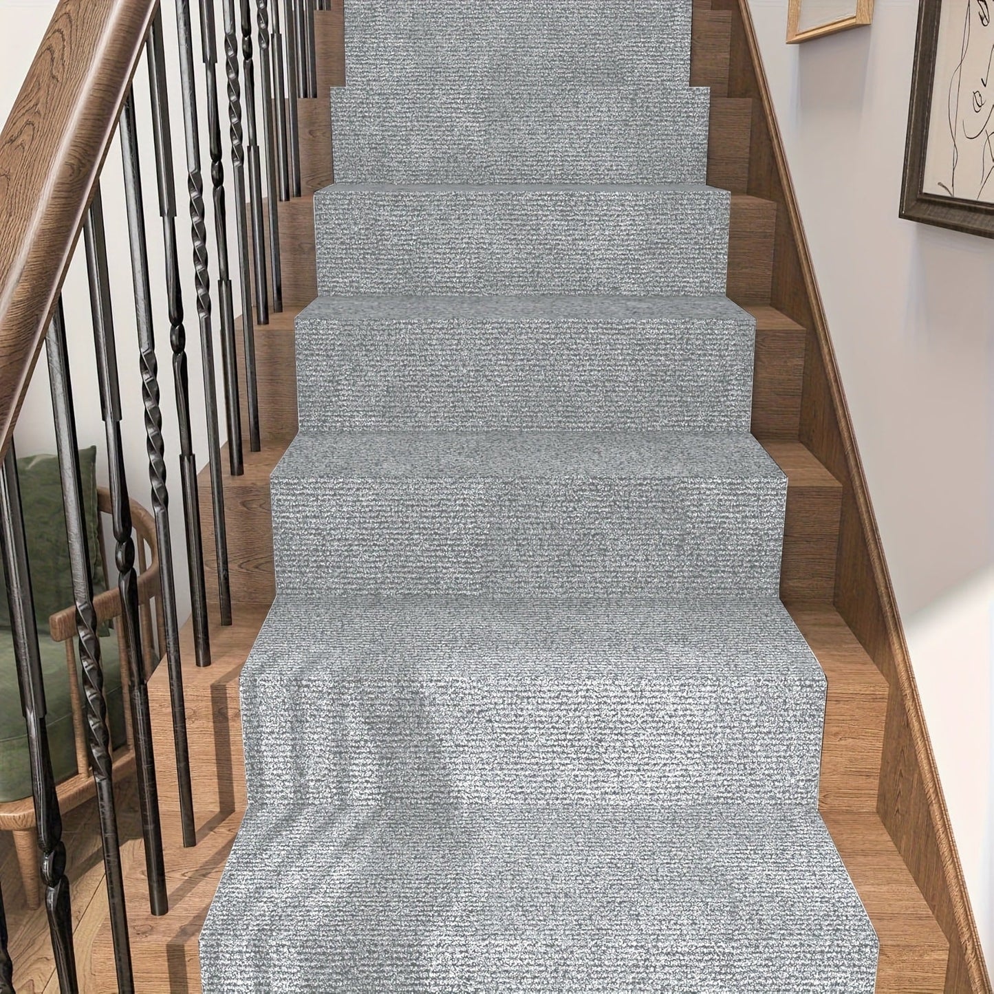 Solid-Color Stair and Hallway Runner, 23.62 in Wide with Five Colors and Up to Four Lengths