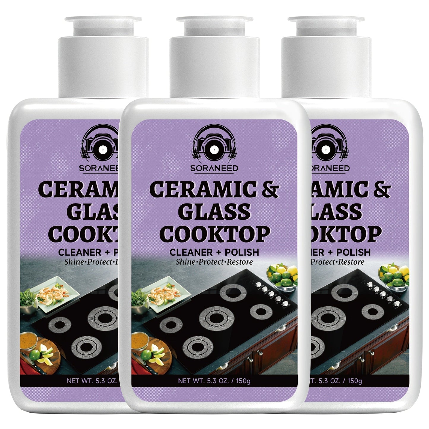 Ceramic Stovetop Cleaner Cream, Glass Stove Top Cleaning Paste, Removes Burnt-On Grease & Stains