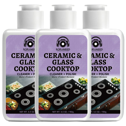 Ceramic Stovetop Cleaner Cream, Glass Stove Top Cleaning Paste, Removes Burnt-On Grease & Stains