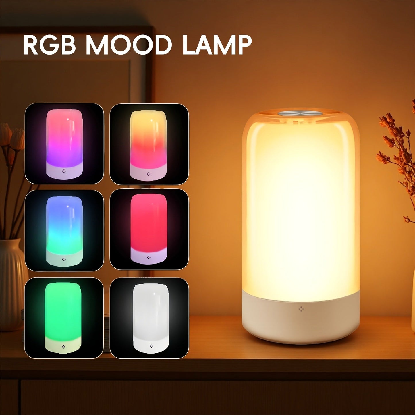 RGB Night Light Touch Control Bedside Lamp 13 Colors 3-Level Dimming LED Desk Lamp for Entryways, Bedrooms and Living Spaces