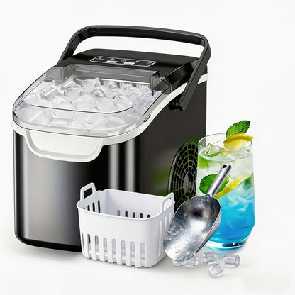 Portable Ice Maker Machine /Day - Countertop Ice Maker Makes 8 Ice Cubes in 6 Minutes, 2 Ice Sizes