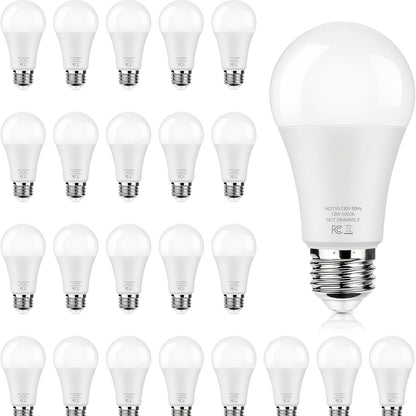 A19 LED Light Bulbs with E26 Base, 13W 1500-Lumen Rating, 3000K or 5000K Light in 12- or 24-Count Packs
