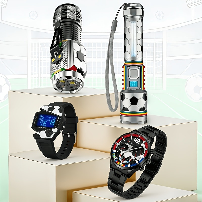 Flashlight & Watch Gift Set - Super Bright LED Handheld Flashlight with Multifunctional Watch, Adjustable Focus