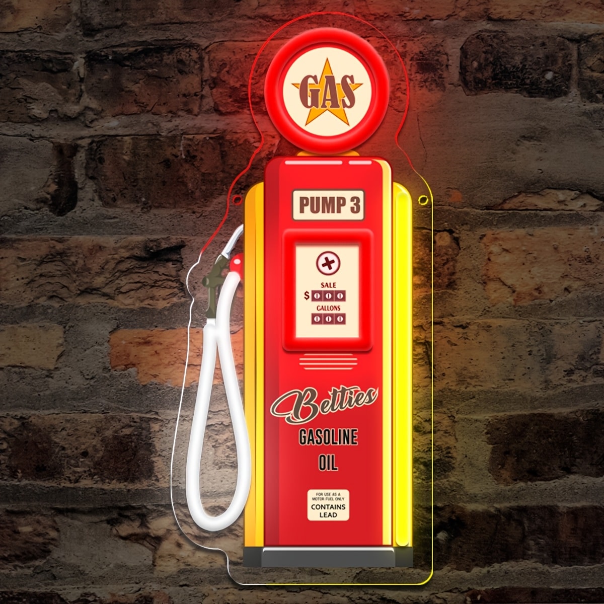 Retro Gas Pump or Fire Extinguisher LED Neon Sign with USB Power, Switch Control and Two Designs