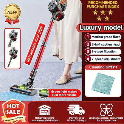 Cordless Vacuum Cleaner with Green Light Indicator for Entryways, Bedrooms and Living Spaces