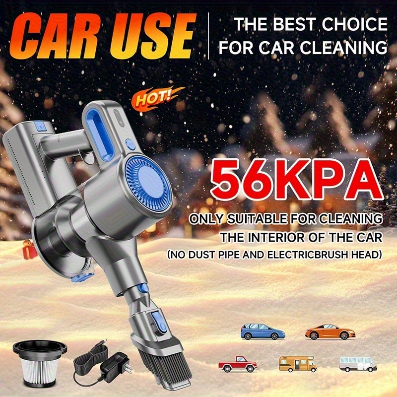 Cordless Stick Vacuum Cleaner 56-68Kpa, 8-in-1 Handheld Vacuum with Rechargeable Battery, 45 Min Runtime for Hard Floors