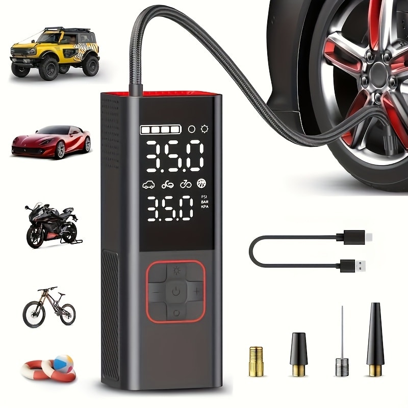 Portable Tire Inflator Air Compressor - 160 PSI 20000mAh Cordless Tire Pump 4X Faster with LED Light for Car