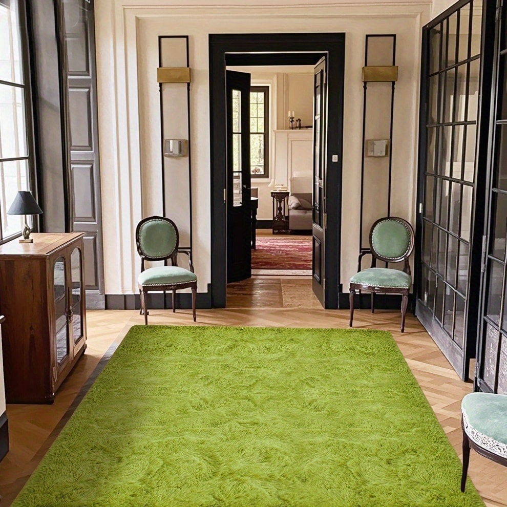Area Rug Fluffy Faux-Fur Shag in Solid, Tie-Dye and Ombre Colors with Six available Room Sizes