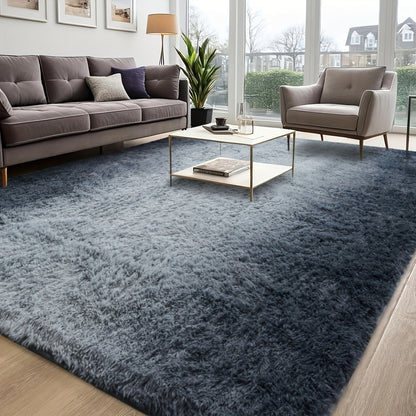 Shaggy Plush Area Rug – Soft Fluffy Carpet for Living Room, Bedroom & Sofa | Non-Slip Machine Washable Tie-Dye & Solid Color Long Pile Rug |