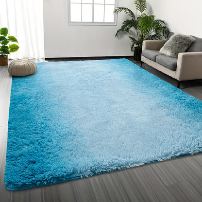 Shaggy Plush Area Rug – Soft Fluffy Carpet for Living Room, Bedroom & Sofa | Non-Slip Machine Washable Tie-Dye & Solid Color Long Pile Rug |