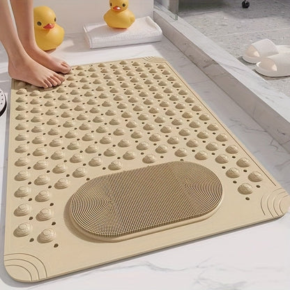 Bath Mat with Massage Buttons - PVC Shower Mat with Polka Dot Pattern, 0.35" Thick Rectangular Bathroom Safety Mat