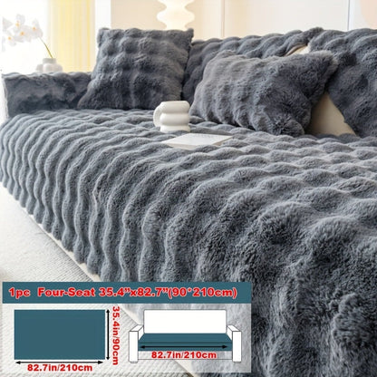 Sofa Cover Thick Faux Rabbit Plush Panels with Backing Detail for Seat, Armrest, Backrest or Pillowcase