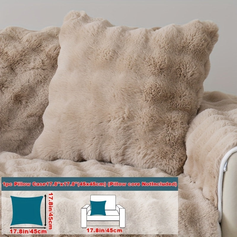 Sofa Cover Thick Faux Rabbit Plush Panels with Backing Detail for Seat, Armrest, Backrest or Pillowcase