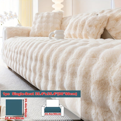Sofa Cover Thick Faux Rabbit Plush Panels with Backing Detail for Seat, Armrest, Backrest or Pillowcase