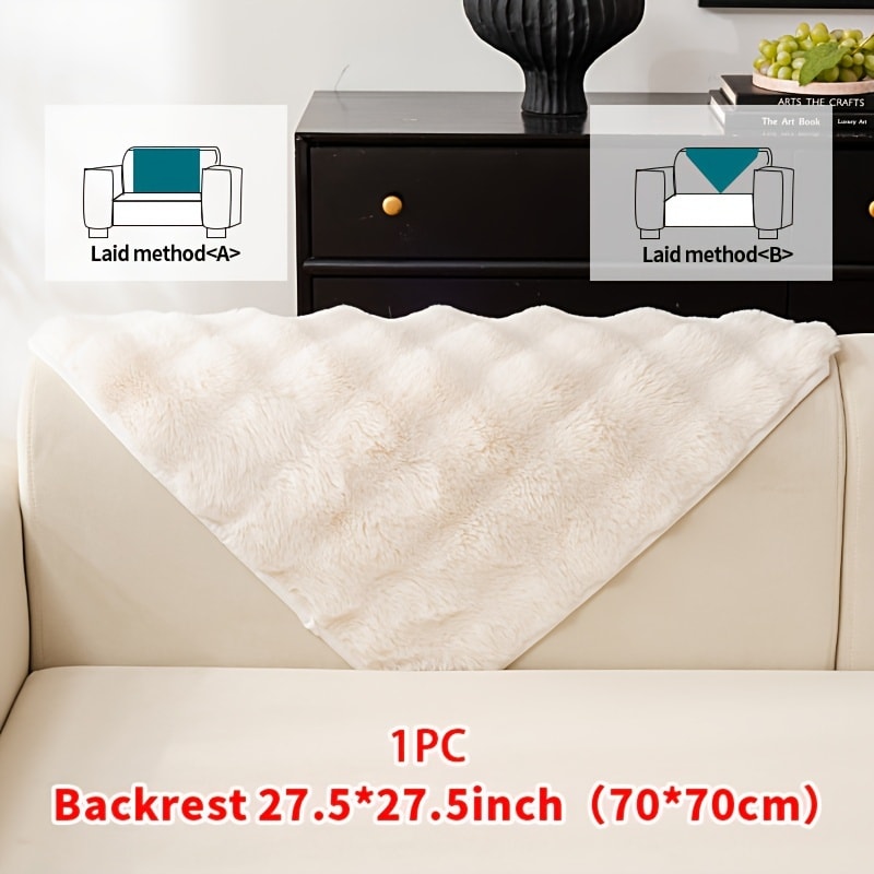Sofa Cover Thick Faux Rabbit Plush Panels with Backing Detail for Seat, Armrest, Backrest or Pillowcase