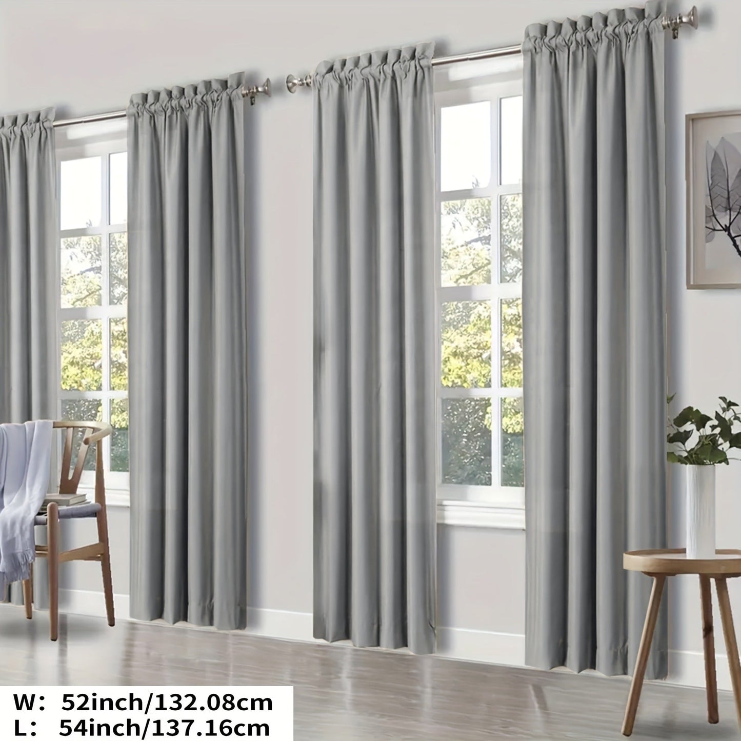 Blackout Curtains 4 Panels Thermal Insulated Room Darkening Drapes, Rod Pocket, Energy Saving, Solid Color for Bedroom & Living Room