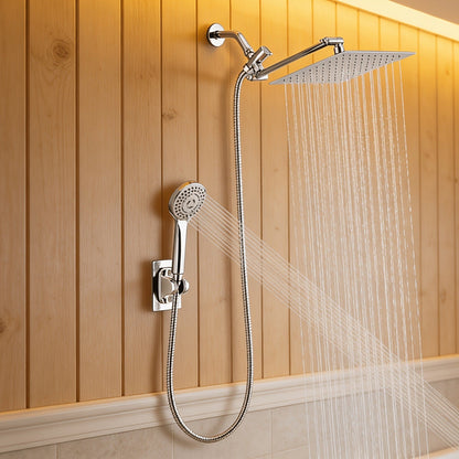 Rainfall and Handheld Shower Combo with 10 or 12-Inch Head, 78-Inch Hose and Chrome or Black Finish