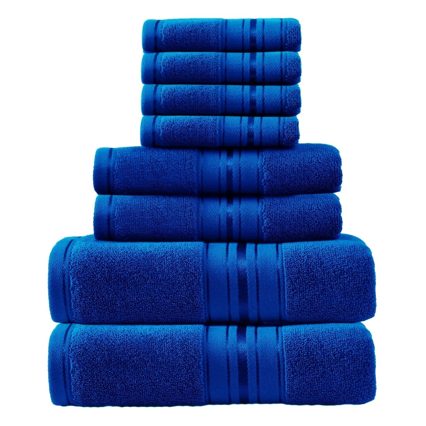 Striped Bath Towels, Towel Set 8 Piece 550GSM Pure Cotton Vintage Striped Bath, Hand Towels and Washcloths for Home and Guest Use