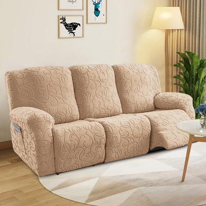 Recliner Slipcover, One-Piece Hooked Chenille Stretch Cover for Three-Seat Sofa in Three Colors