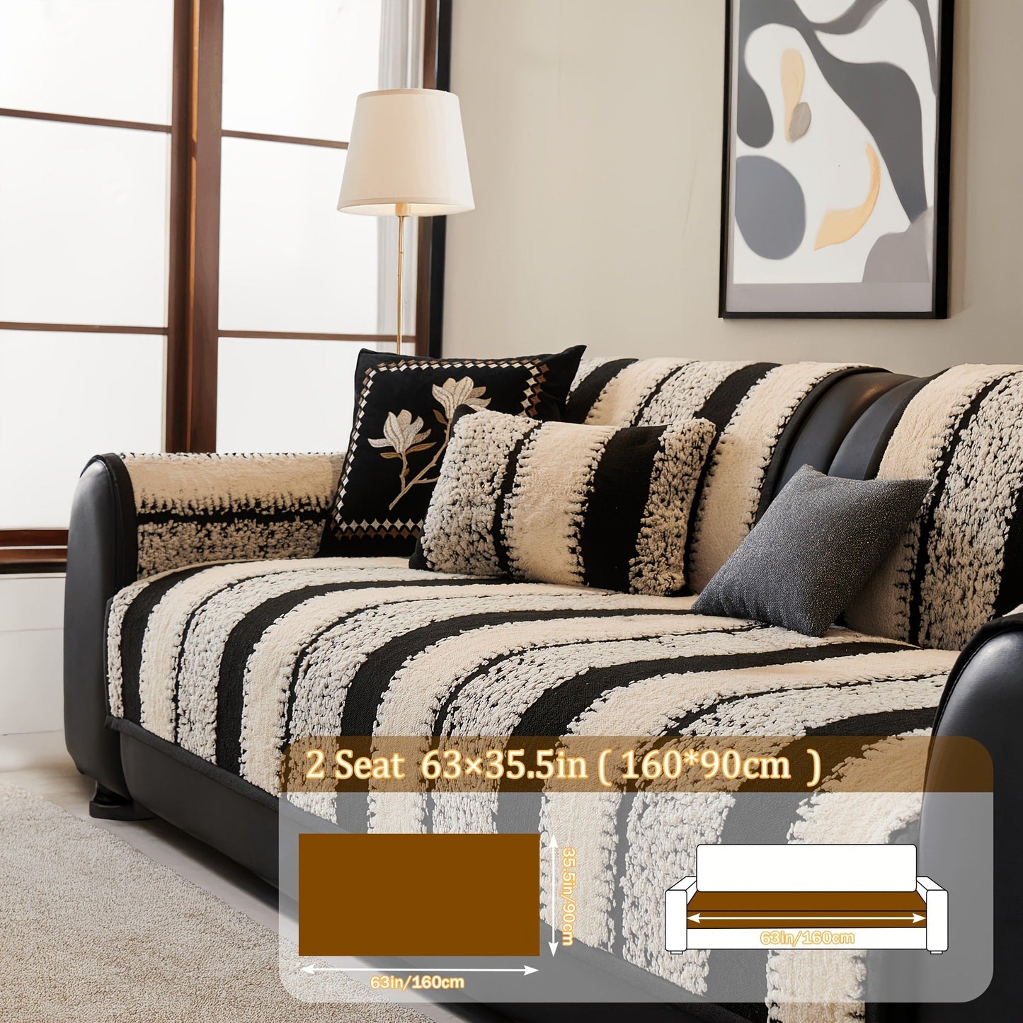 Sofa Cover Plush Sectional Couch Slipcover Durable Furniture Protector for Pets Cats Dogs for Entryways, Bedrooms and Living Spaces