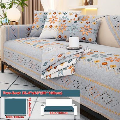 Sofa Cover Bohemian Chenille Jacquard Knit Sections for Seat, Armrest or Backrest with Model-Specific Size and Color Options