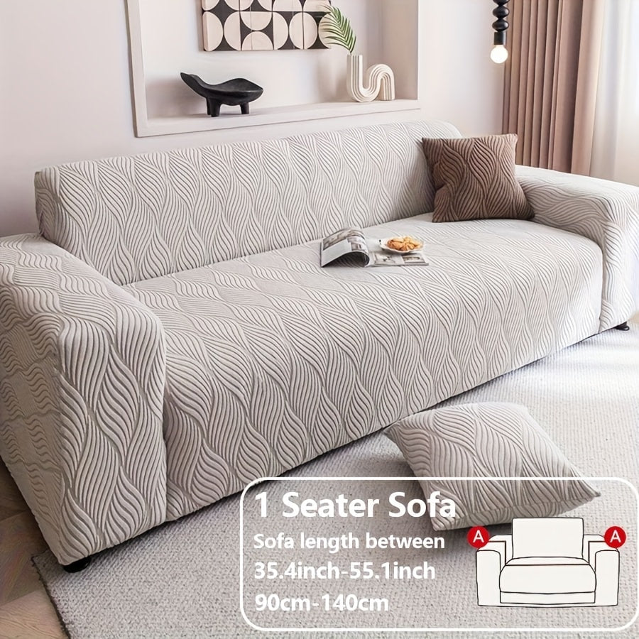 Sofa Cover Polar Fleece Modern Jacquard Elastic Slipcover with Elastic Fit for 1 to 4-Seater Sofas