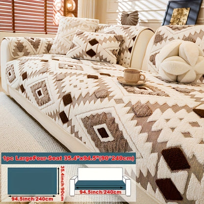 Sofa Cover, Thick Plush Couch Pad with Backing Detail in Three Colors and Seven Seat or Arm Sizes