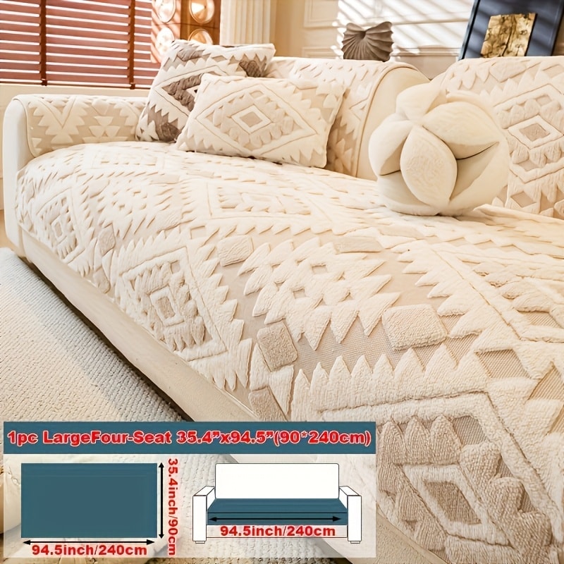 Sofa Cover, Thick Plush Couch Pad with Backing Detail in Three Colors and Seven Seat or Arm Sizes